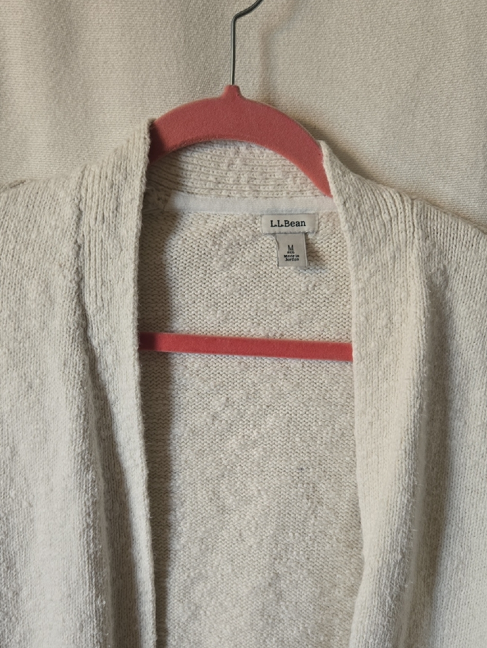 L.L.Bean Cream Open Front Cardigan Cozy Knit Neutral Layering Sweater